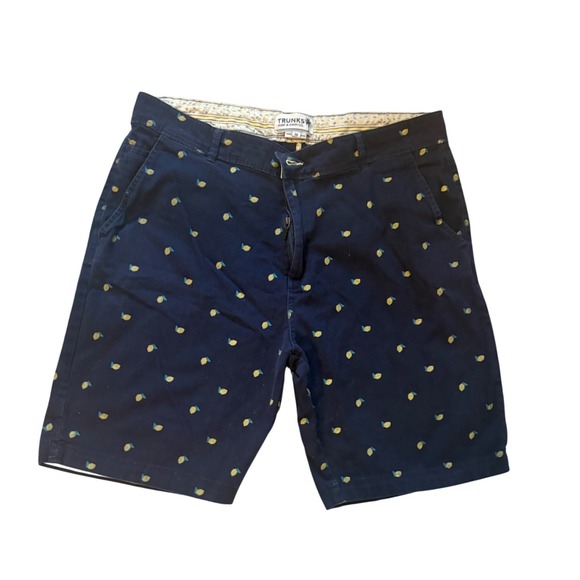 Trunks Surf & Swim Co. Other - Trunks‎ Surf & Swim Co Mens Navy Blue Lemon Embroidered Chino Shorts Size 36